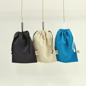 コットンリネンのループ付き巾着袋（給食袋）2cm刻みでサイズが選べる！20cm×16cm（loop-M）★大人の綿麻キャンバス Made in Japan