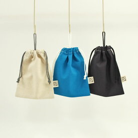 コットンリネンのループ付き巾着袋（給食袋）2cm刻みでサイズが選べる!18cm×14cm（loop-S）★大人の綿麻キャンバス Made in Japan