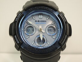 【中古】CASIO G-SHOCK AMG-M100SF マルチバンド6 クォーツ腕時計 ブラック×ブルー