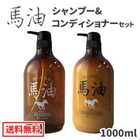 【送料無料】2本 セット 馬油 シャンプー (MAシャンプー) ＆馬油 コンディショナー (MAコンディショナー) ノンシリコン ボトル 本体 大容量 ばーゆ バーユ バユ 敏感肌 高保湿 アルガンオイル オイルイン 弱酸性 しっとり 【サロン専売品】