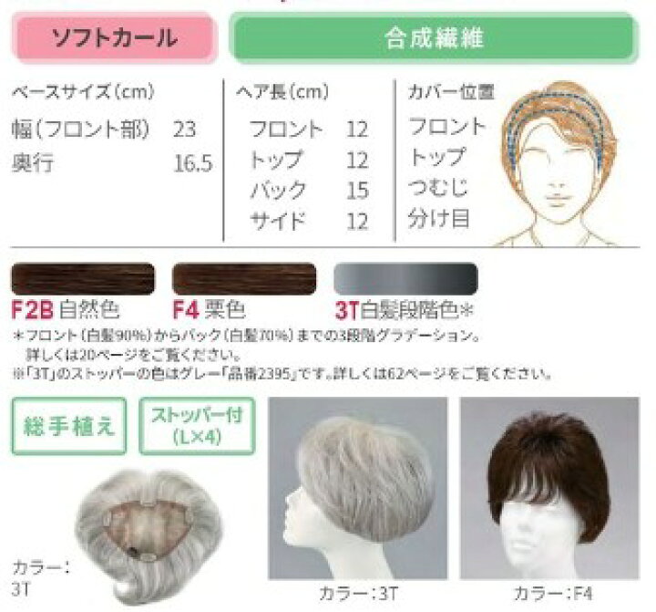 楽天市場】フォンテーヌ トップピース SE10 アデランス 部分ウィッグ 