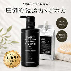 KAMIKAI 公式 シャンプー01 400ml 詰め替え 1000ml 【美容室専売】 くせ毛 縮毛矯正 シャンプー 人気 アミノ酸シャンプー 頭皮ケア うねり 広がり抑えてまとまる サロン品質 リフィル