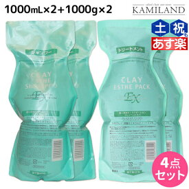 【4/1限定ポイント3倍】モルトベーネ クレイエステ シャンプー EX 1000mL ×2個 + パック EX 1000g ×2個 詰め替え セット / 【送料無料】 ヘアケア おすすめ品 moltobene 頭皮ケア 頭皮クレンジング 乾燥 臭い 防止 予防 ヘッドスパ 保湿