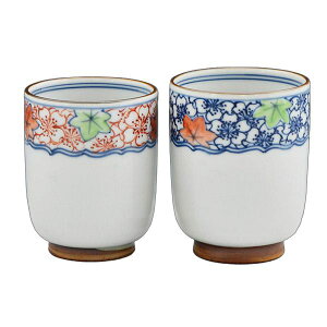 熊谷聡商店 組湯呑 UTO966「帯雲錦 2個セット」京焼くまがい メーカー取寄品 夫婦 湯呑 京焼 磁器 湯飲み コップ 焼き物 カップ 茶 お茶 食器 インテリア 引越祝い 結婚祝い お祝い プレゼント