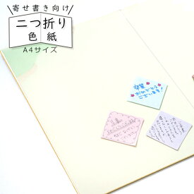 かみもん 2つ折り色紙 A4サイズ no.129桃草 メッセージ サイン 寄せ書き 2つ折り色紙 似顔絵 寄せ書き 大人数 かわいい ギフト 感謝 写真 孫