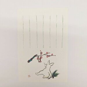 y[։z3Zbg (set of 3) IWinKL ~Ƃ ^ePC Ȃݎq搶 g\ |XgJ[h Sۏ S {  a a plum&Rabbit Japanese painting calligraphy pos