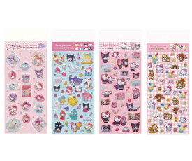 【お1家族1セット限り】【4種セット】サンリオキャラクターズ ラメ入り樹脂もりシール いつもいっしょ シンプルかわいい！ 平成コギャル 平成デザインステッカー デコシール サンリオグッズ 携帯 スマホデコ Sanrio エムプラン