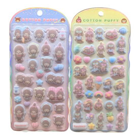 【4種セット】モンチッチ COTTON PUFFYシール コットンパフィーシール 立体ステッカー シール デコシール キャラクターグッズ スマホデコ クラックス
