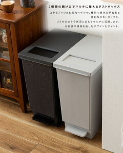 ごみ箱 ゴミ箱 45L 日本製 ペダル プッシュ&ペダル 石目調 おしゃれ 分別 キッチン トラッシュカン ダストボックス ペダルオープン プッシュ小窓 袋止め付き