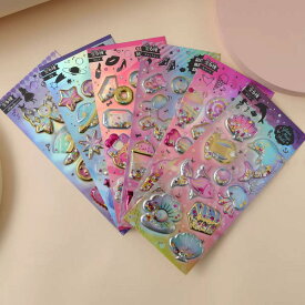 ＼即日発送／シャカシャカシール キラキラ入りシール交換 デコシール シール帳 ぷっくり 3D 立体 シール 可愛い DIY ご褒美シールSR-C