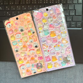 【即日発送 2枚or4枚　硬いタイプ！！】シール 可愛いつやつや おばけ ぷっくりシール ぽっこりシール ご褒美シー ル クリスマス贈り物プレゼントデコシール 立体 透明 キラキラ 手帳シール交換　SR-G