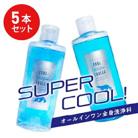 【5本セット】 クールクーラー ひんやり 冷感 ボディソープ クールシャンプー 190g ×5本 送料無料 爽快感 オールインワン ボディウォッシュ メントール 制汗 夏 冷却 メンズ 男性用 お風呂 サウナ アウトドア スポーツ 快適 ノンシリコン シトラスの香り 加美乃素 加美の素