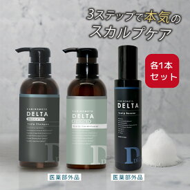メンズ ヘアケア 3点セット 送料無料 / 加美乃素デルタ スカルプシャンプー コンディショナー 300mL 各1本 + スカルプブースター 150mL 1本 / 男性用 育毛剤 メンズ 養毛剤 スカルプケア 育毛シャンプー 薄毛 抜け毛 脱毛 ふけ かゆみ 頭皮臭 ニオイ 加美の素 かみのもと