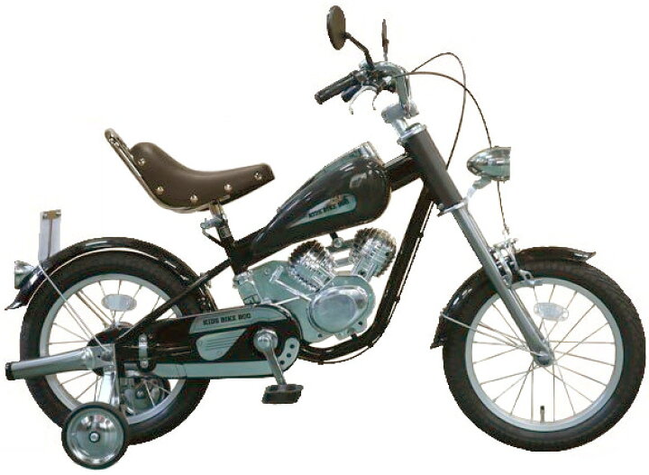 楽天市場 安定感のある太いタイヤ16インチ幼児車キッズバイク砲弾型ledライト 補助輪付き子供用自転車アップハンドル アメリカンバイク サイクルダミーマフラー エンジン バックミラー 鋲付きサドルブラック シルバー Kaminorth