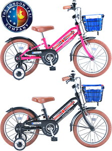 イギリス国旗 クラシカルスタイリッシュツインチューブフレーム ユニオンジャックプレート補助輪付き16インチ子供用自転車パイプリアキャリア キッズバイク ピンク ブラックラベンダーパ