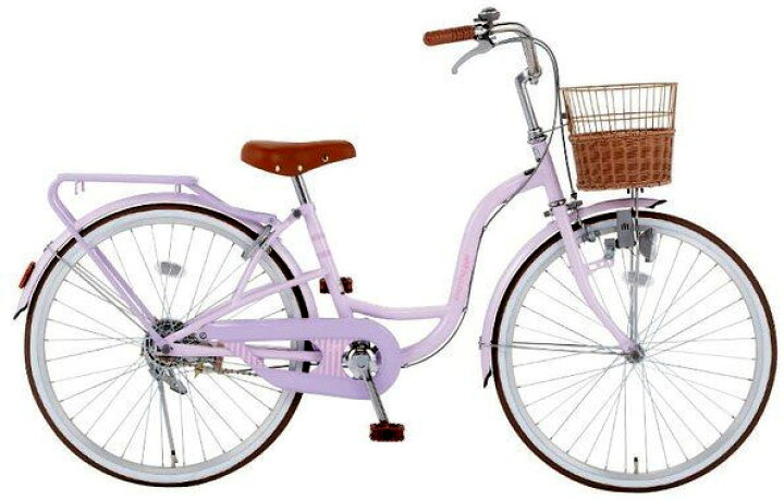 楽天市場】シティーサイクル 24インチ自転車ライトパープル 籐風前かご 