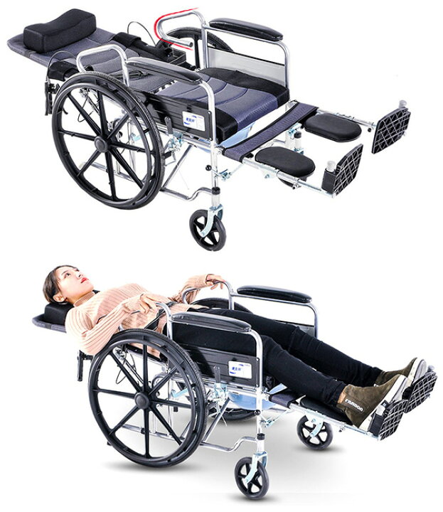 楽天市場】ストレッチャーとしても使えるフルフラット車椅子少し倒して 