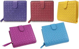 BOTTEGA VENETA ボッテガヴェネタファスナー小銭入れ付き2つ折り財布二つ折財布 ボッテガベネタ イントレチャートキャメル ピンク レッドイエロー パープル ライトブルーブラウン オフホワイト キャメル 新品未使用【中古】