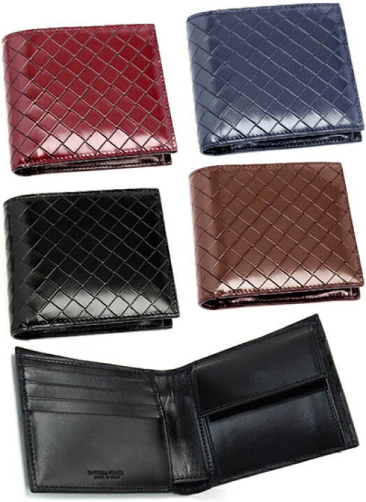 楽天市場 Bottega Veneta Walletボッテガヴェネタ メンズウォレットポリッシュスコルピートカーフレザー男性用小銭入れ付き二つ折り財布イントレチャートモチーフレザー ブラック ワインレッド ダークブラウン ネイビー二つ折り財布 新品未使用 中古 Kaminorth