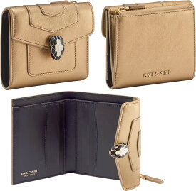 BVLGARI ブルガリ レディース小銭入れ付きダブルホック三つ折り財布セルペンティスネイクヘッドホックレッドピンク エメラルドグリーン ダークブルー アイボリーコンパクトウォレットWホック3つ折り財布セルペンティフォーエバー バイカラー