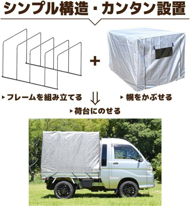 楽天市場】軽トラ 荷台幌 幌＆フレームセット軽トラック荷台シート 