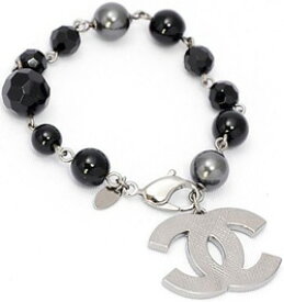 CHANEL BRACELETシャネル ブラックパールブレスレットガンメタシルバーCCプレートドロップブラック＆メタルボールブラックカットボール ココマーク