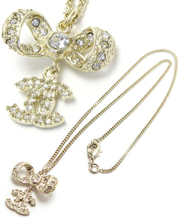 楽天市場】CHANEL シャネルペンダントネックレスリボン＆ドロップココ  