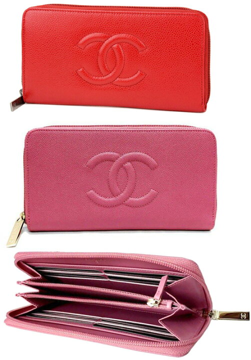 楽天市場 Chanel シャネルラウンドファスナー長財布小銭入れ付き ココマークccマーク キャビアスキンラウンドジップウォレット エンボスccネイビーダークブルー カーキ ブラック ベージュ ブラウン レッド ピンクzip Wallet In Grained Calf Skin Kaminorth