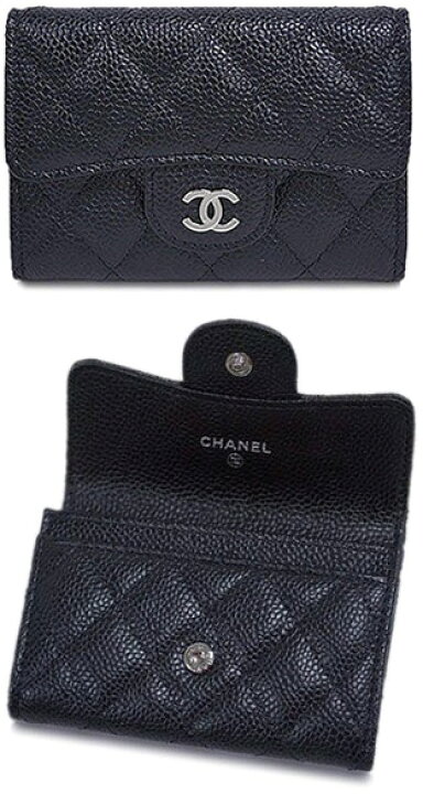 楽天市場】CHANEL シャネル 名刺入れブラックキャビアスキン カード  