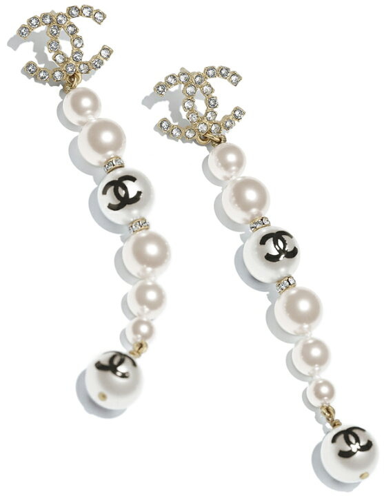 楽天市場】CHANEL シャネル ピアスクリスタルCCマークプレートブラック 