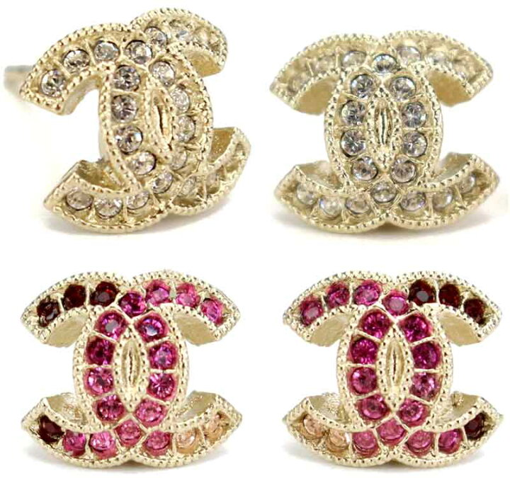 楽天市場】シャネル CHANELゴールド ラインストーンクリスタル ピアス 