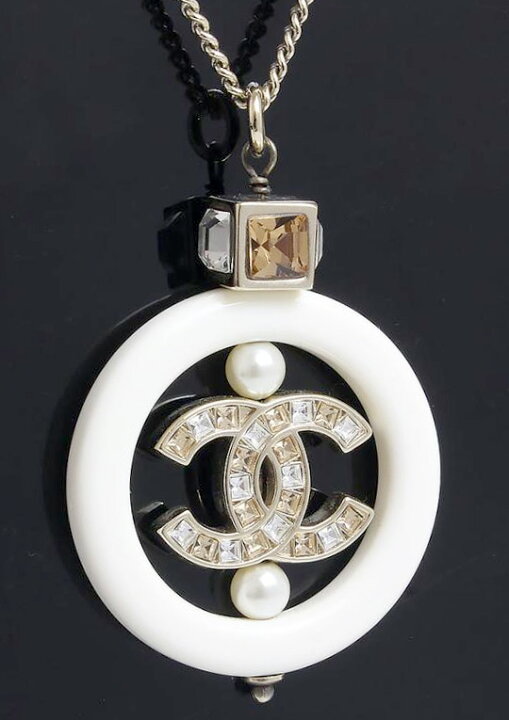 楽天市場】CHANEL シャネルラインストーンペンダントネックレスココ 