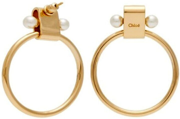 楽天市場】Chloe クロエフープドロップリングピアスブラスゴールド 