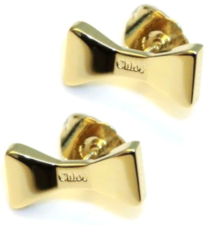 楽天市場】Chloe クロエロゴ刻印 リボンモチーフピアスミニゴールド 