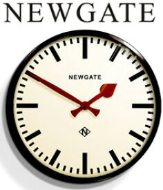 NEW GATE ニューゲート英国デザイン壁掛け時計ラウンドウォールクロッククリーム文字盤 アンティークレトロブラックフレーム クロームシルバーフレームパットニーウォールクロック ENGLANDスペード型レッド指針 バーインデックス