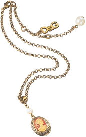 D&G ネックレス ジュエリーチェーンネックレス ゴールド ペンダントオーバルプレート×ゴールド×パールボールJewelry DJ0247DOLCE&GABBANA Necklace ドルチェ＆ガッバーナ ドルガバ レディース