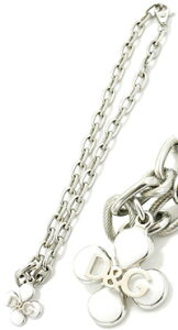 DOLCE&GABBANA �y���_���g�l�b�N���X�l�t�^�v���[�g �z���C�g�N���[�o�[×�V���o�[���S�A�N�Z�T���[ �������`�F�[��PENDANT NECKLACE�h���K�o �h���`�F���K�b�o�[�iJewelry DJ0879 �h���K�o D&G �f�B�[��