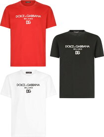 DOLCE&GABBANA D&Gドルチェ＆ガッバーナ ドルガバDG刺繍ロゴ コットンシャツ クルーネック半袖TシャツDGエンブロイダリー＆立体ラバーロゴパッチ 半そでTシャツ ブラック ホワイト レッドショートスリーブ 黒色 白色 赤色 W0800WHR2254RE