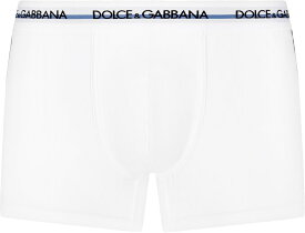 DOLCE&GABBANA D&Gドルチェ＆ガッバーナボクサーパンツ コットンジャージー生地メンズ ボクサーショーツホワイト ラインオンザロゴ アンダーウェアインナーウェア ボクサーブリーフドルガバ ディー＆ジー 下着UNDER WEAR W0800WH