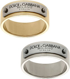 DOLCE&GABBANA D&Gドルチェ＆ガッバーナ ドルガバ刻印ロゴプレートメタルバンドリングメンズ イタリア製 指輪2ポイント ロゴ刻印プレート ゴールド シルバーシンプルスタイルリングJEWELS BANDRINGW111187655SLZOO00GD