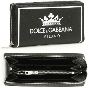 DOLCE&GABBANA D&G���K����t�����E���h�t�@�X�i�[�����z�u���b�N�h�[�t�B���J�[�t���U�[�������~���m�z���C�g���S�z���C�g���C���h���`�F���K�b�o�[�i �h���K�oZIP WALLET CROWN��MILANO HNR18BK