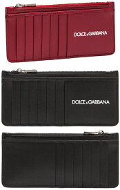 DOLCE&GABBANA D&Gドルチェ＆ガッバーナクレジットカードケースホワイトロゴファスナーコインケースブラック レッド グリーン スムースカーフレザードルガバ メンズ 小銭入れイタリア製カードホルダー NI43BKRI43REAN244HVII7GN