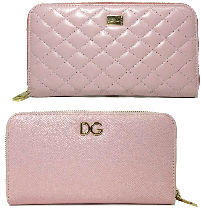 DOLCE&GABBANA ローズ ゴールド ロゴ ラウンドジップ 長財布  