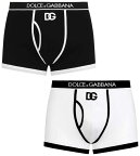 DOLCE&GABBANA D&Gドルチェ＆ガッバーナメンズ ボクサーパンツブラック ホワイト ボクサーショーツDGパッチロゴ リブコットン ジャージ アンダーウェア ボクサーブリーフドルガバ ディー＆ジー 下着UNDER WEAR N0004BKW1001WH