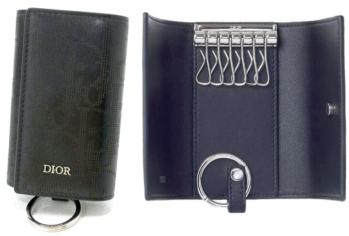 ディオール】DIOR オブリーク ジャカード キーケース ネイビー 6連  