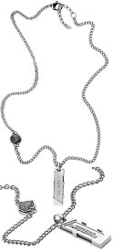 DIESEL ペンダントネックレスディーゼル ドッグタグ型押しブラックレザー×シルバーアクセサリー メンズ レディースPENDANT NECKLACETechtonics-Mens