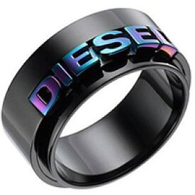 DIESEL ディーゼル リングブラック 埋め込みラインストーント 指輪メンズ ロゴリング ステンレススチールエンボスブレイブマンロゴ 約16号 約19号 約21号 約22号 約25号