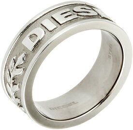 DIESEL ディーゼルメンズシルバーリングシルバー×ガンメタ 指輪 トツロゴロゴ約16号 約18号 約20号 約22号 約23号 約25号 約26号Men's polished gunmetal Silver Ring Stainless Steelengraved logo for edgy detailing