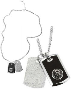 DIESEL y_glbNXfB[[ h[^uCu}Sv[ghbO^O AeB[NVo[×ubNANZT[ Y fB[XqJ Stainless-Steel PENDANT NECKLACEj