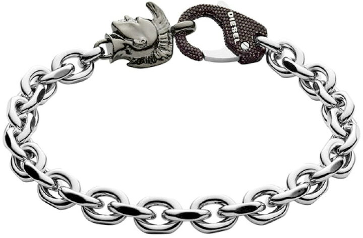 楽天市場】DIESEL ディーゼル シルバーブレスレットガンメタブレイブ 